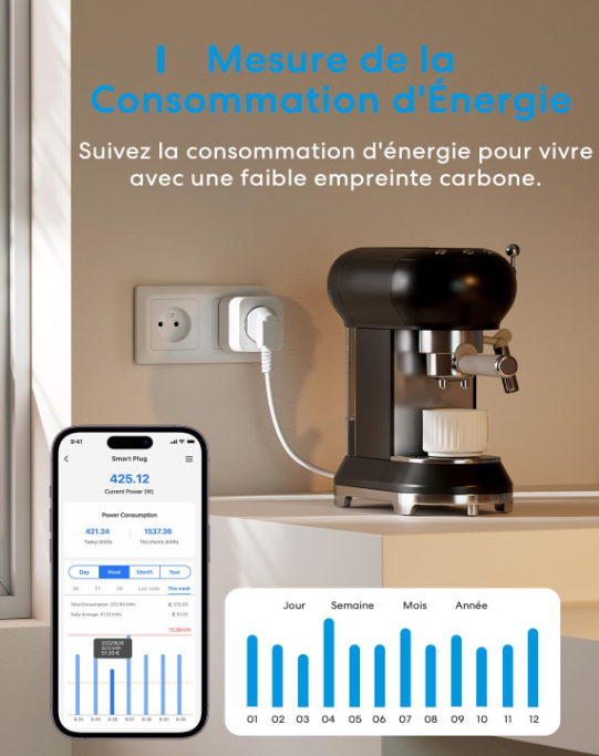 Vigi-Plug™ — Prise Connectée Intelligente (Suivi Conso & Économie d'Énergie)